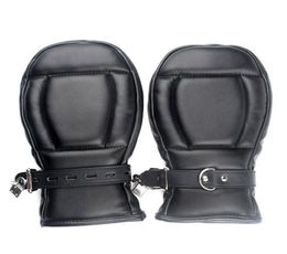 Soft Padded Black PU Leather Bondage MittsPuppy Mitts Hand sBDSM Bondage Restraints Mitten With Lock Sex Toys For Couple C1811271312800