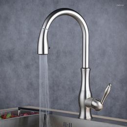 Kitchen Faucets Sink Chrome/Nicke Brass Faucet Pull Out Spring Spout Mixer Tap Single Handle And Cold Swivel Taps