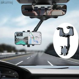 Cell Phone Mounts Holders Rotatable and Retractable Car Phone Holder Rearview Mirror Driving Recorder Bracket DVR/GPS Mobile Phone Support with Cable YQ240110