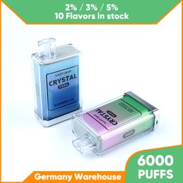 Germany Warehouse 6000 Puffs Crystal Vape Disposable E-cigarette Kits Good Taste 10 Different Flavours for Your Choose 2% Nic Mesh Coil E-Liquid Prefilled Device