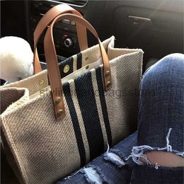 Totes Simple Fashion Large-capacity Handbag For Ladies Vintage Striped Tote Female Portable Ol Business Briefcase Korean Stylestylishhandbagsstore