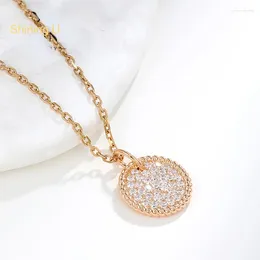 Pendant Necklaces Shining U Full Zircon Gems Round Necklace For Women Fashion Jewelry Gift