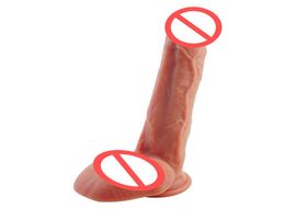 High Quality Double Layer Silicone Dildos Lifelike Skin Texture Balls Penis Sex Products for Women Men Sexy Shop7536081