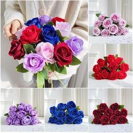 Decorative Flowers 1/3pcs Valentine's Day Theme Multi-color Artificial Rose Bouquet Table Po Prop Wedding Christmas Home Party Decoratio