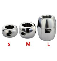 304 Stainless Steel Scrotum Ring Pendant Ball Stretching Testis Ball Penis Rings Lockingmale Chastity Devicesex Toys For Men Y195882707