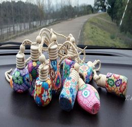 Bottle Polymer Clay Empty Glass Essential Oils Diffusers Fashion Car Pendant Car Hanging Ornament Packing Bottles by sea GCB152496993205