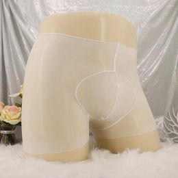 Underpants Men Sheer Shiny Glossy Boxers Ball Pouch Boxer Underwear Shorts See Through Briefs High Elastic Ultra-thin Panties