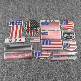 Aluminium United States National Flag Emblem Badge Rear Trunk Fender Stickers Decal For Car Motor Decoration Exterior Accessories