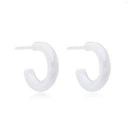 Hoop Earrings Ceramic Half For Sensitive Ears Porcelain C-shape Ly Pierced Women