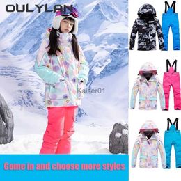 Skiing Suits New Outdoor Children Ski Suits for Boys Girls Winter Thermal Snowboarding Windproof Suits Skiing Strap Pants Clothing Set