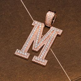 Fashion Hip Hop Jewelry M Letter Word Gold Plated Pendant Trendy Style Yellow Gold Round Brilliant Molissanite Gift