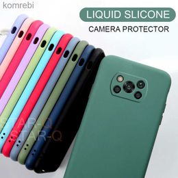 Cell Phone Cases New Full Cover Liquid Silicone Phone Case For Poco X3 Nfc M2 F2 Pro X2 global Soft Protective Back Covers CasesL240110