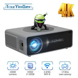 TouYinger Q10W Pro Projector 4K 1080P Full HD New Android 2+32GB Smart Home Cinema With Bluetooth Retro LED LCD Video TV Theatre