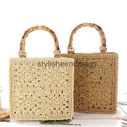 Totes Bamboo Handle Portable Str Woven Bag Paper Rope Hook Flower Fashion Women's Small Fresh Leisure Beachstylisheendibags