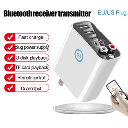 Connectors Selling Us/eu Plug Bluetooth Receiver Transmitter 2in1 Aux Audio Adapter Tf Card U Disc Fast Charge Rca Converter for Spearker