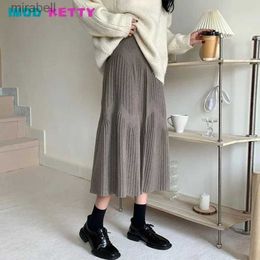 Basic Casual Dresses Maternity 2023 Autumn Winter Fashion New High Waist Knitted Dress Skirt Pregnant Mother Outwear Mid length Large Swing A-line YQ240110