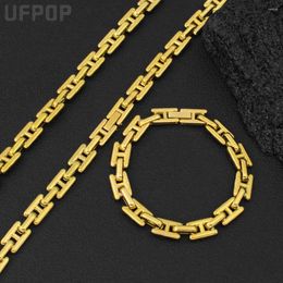 Necklace Earrings Set High Quality Gold Silver Color Stainless Steel Watchband Jewelry Stylish DIY Temperament Chain Waterproof