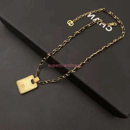 Fashion jewelry ccity New Xiaoxiang Embossed Gold Letter Water Diamond Crown Pendant C Family Leather Necklace Brass Material