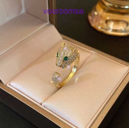 Carter Rings Womens Fashion ring Leopard head full of diamonds female exaggerated personality trendy person opening mouth food design With Original Box