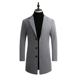 Men's Trench Coats Winter Jacket Super Soft Coat Autumn Windproof Stylish Pure Color Buttons