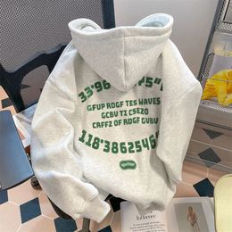 Autumn and Winter Korean Couple Trend Personalised Letter Printed Hooded Sweater Couple High end Design Loose Casual Top y2k 240109