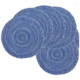 Table Mats Round Woven Place Set Of 6 Mat Washable Non-Slip Heat Resistant 14 Inch