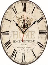 Large Vintage Flower Wooden Wall Clock Kitchen Antique Shabby Chic Retro7281713