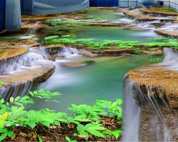 3d flooring Custom wallpaper scenery for walls Cliffs Stream waterfall 3d floor modern wallpaper for the bedroom 3d floor wallpape8701475