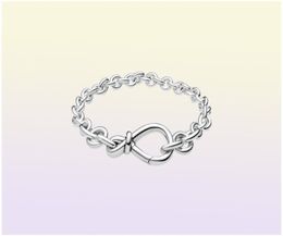 Women Fashion Chunky Infinity Knot Chain Bracelets 925 Sterling Silver Femme Jewelry Fit Beads Luxury Design Charm Bracelet Lady Gift With Original Box8086266