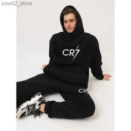 Men's Tracksuits CR7 Printed Hoodie Tracksuits Fleece Hoodies and Pants Set Pullover Hoody Sweatshirt Sport Brand Clothing Tracksuit Sweatpants Q230110