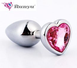 SmallLarge Metal Anal Plug With Crystal Jewellery Anal Beads Smooth Touch Rhinestone Butt Plug No Vibration Sex Toy For Women Men S2783383