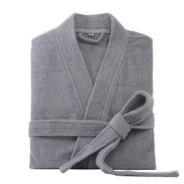 100% Cotton Bathrobe for Men Long Thick Absorbent Terry Bath Robe Kimono Men Towel Bathrobe Solid Sleepwear Women Dressing Gown 240110