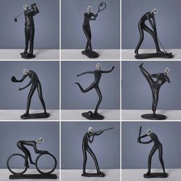 Nordic Sports Resin Statues Bicycle Golf Player Music Sculpture Abstract Modern Desktop Figurines Home Decor Gift 240109