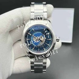 VSF Factory Men's Worldtimer Best Edition Blue Dial on SS Bracelet 8938 Super Steel 316F Sapphire Crystal Hours minutes seconds display 24 hours Wristwatches