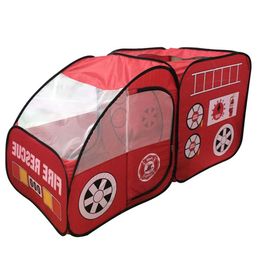 Fire Truck Shape Kids Children Play Tent Up Playhouse Home Indoor Garden Outdoor Toy Activities 240109