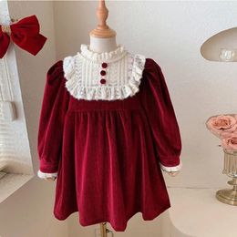 Girl Dresses 2024 Baby Girls Winter Dress Sweet Lace Velvet Kids Birthday Year Clothing Children Princess Clothes