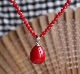 Necklaces LL<<< 0227 Wonderful Lucky Jewellery Perfect Coral Necklace 6mm 17inch Red Coral Necklace Shell Pearl Pendant 12x15mm wide