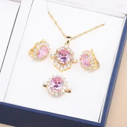 Necklace Earrings Set Luxury 18k Gold Plated Jewelry For Women Wedding Italian Zircon 4-Piece Sets Bride And African Costume