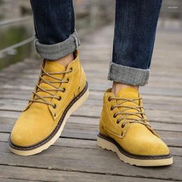 Boots Shoes For Men 2024 British Style High Top Lace Up Men's Ankle Soft Comfortable Work Fashion Versatile Platform