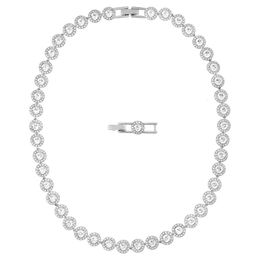 Ожерелье Swarovski, дизайнерское женское ожерелье с подвеской оригинального качества, ангельское блестящее и модное полное бриллиантовое ожерелье для женщин с использованием элементов