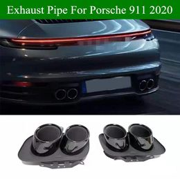 Pair Silver Stainless Steel Car Rear Exhausts Pipe For Porsche Carrera 911992 Double Exhaust Muffler Tips2422620