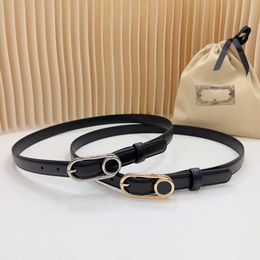Designer Belt Womens Luxury Top Quality Belts Black Leather Business Womens Classic Big Gold Buckle Cowhide Width 2.0cm With Gift Box