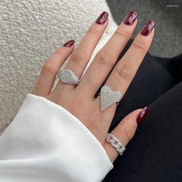 Cluster Rings Karachi Japanese Korean Instagram S925 Sterling Silver Ring With High Grade Zircon Full Set Personalised Fashion Love