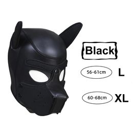XL Size Brand Fashion Padded Latex Rubber Role Play Dog Mask Puppy Cosplay Full Head With Ears 10 Colors Performance Props 240109