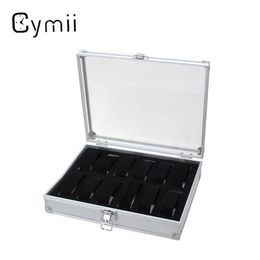 Whole-12 Grid Aluminium Watch Storage Case Bracelet Organiser Professional Wrist Watches Display Box Jewellery Storage Holder Ca283O