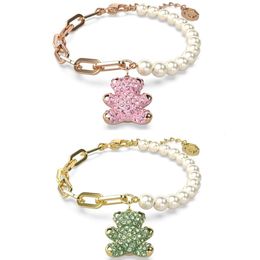 SWAROVSKIS CHARM BRACELES DE PULHERES DE MULHERES PALAVEIRA DE TOPA QUALIDADE TEDDY SERIE