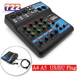 HD Audio 4 5 Channel Sound Mixer Professional Portable Console Computer Input 48v Power Live Broadcast A4 A5 240110