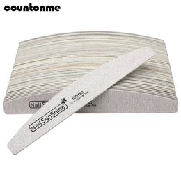 100pcs Strong Wood Nail Files 100180 Emery Board Wooden Buffer Block Grey Thick Sanding Manicure UV Gel Polisher lime a ongle 240109