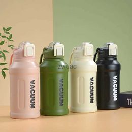 water bottle Large Capacity Stainless Steel Thermos Cup High Colour Value Sports Kettle Straw Thermos Pot Tonne Barrel YQ240110