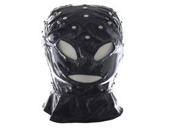 Bondage Adult Toys US New Sexy Studded Full Mask Hood Open Mouth Eyes Bondage Fetish Roleplay GIMP R1726556932